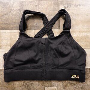 VFUS Front Zip Sports Bra Women’s Medium Black High Support Athletic